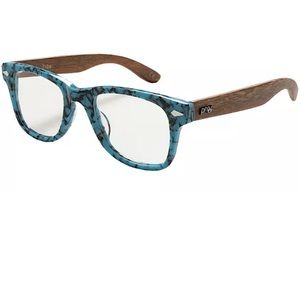 Proof Brand Wood Turquoise Glasses, Clear Lense